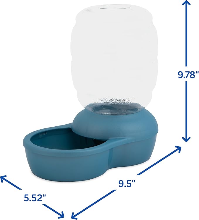 Petmate Replendish Gravity Waterer Cat and Dog Water Dispenser 0.5 GAL, Blue, Made in USA
