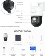 REOLINK 4K Dual Lens 4G LTE Cellular Security Camera Outdoor, PTZ with Auto Tracking, No WiFi Solar Powered, 6X Hybrid Zoom, 8MP Color Night Vision, SIM Card Included,Motion Alert, TrackMix LTE+SP