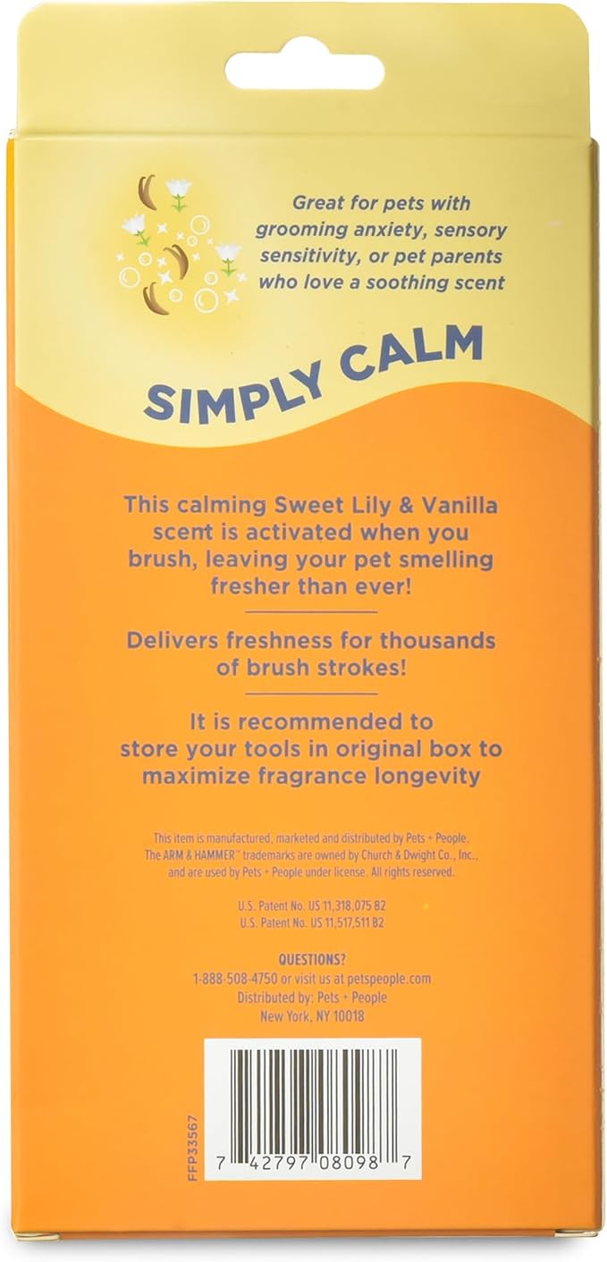 Arm & Hammer “Simply Calm” Dog Grooming Slicker Deodorizing Brush with Fragrance Transfer Technology – Scented Self-cleaning for Shedding, Scented for Dogs with Sweet Lily & Vanilla Scent