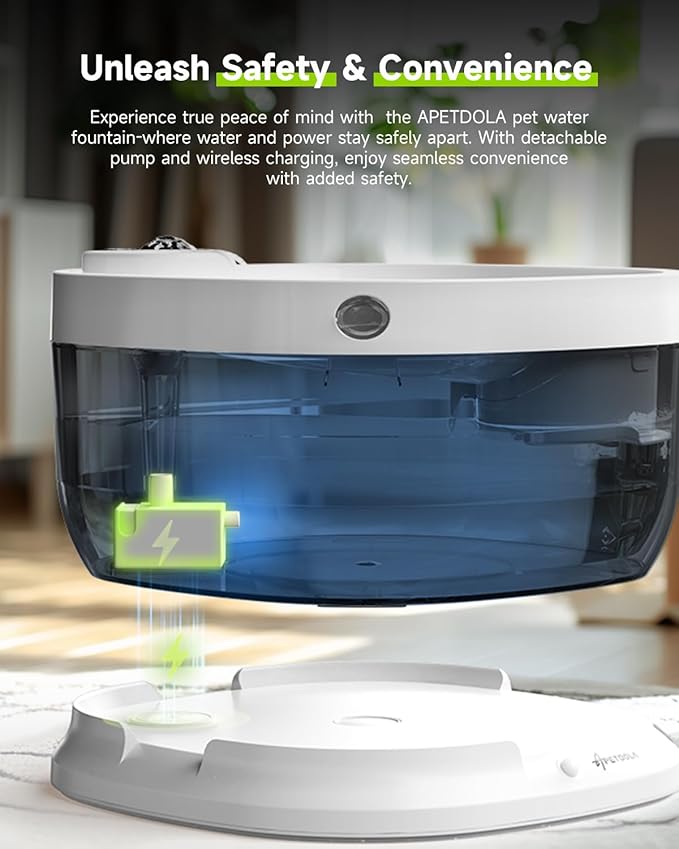 Wireless Cat Dog Water Fountain,Battery Operated Dog Water Dispenser with Motion Sensor, 237 oz/ 7L Cordless Cat Fountain Water Bowl for Large Dogs Cats Multi-Pets - FP30