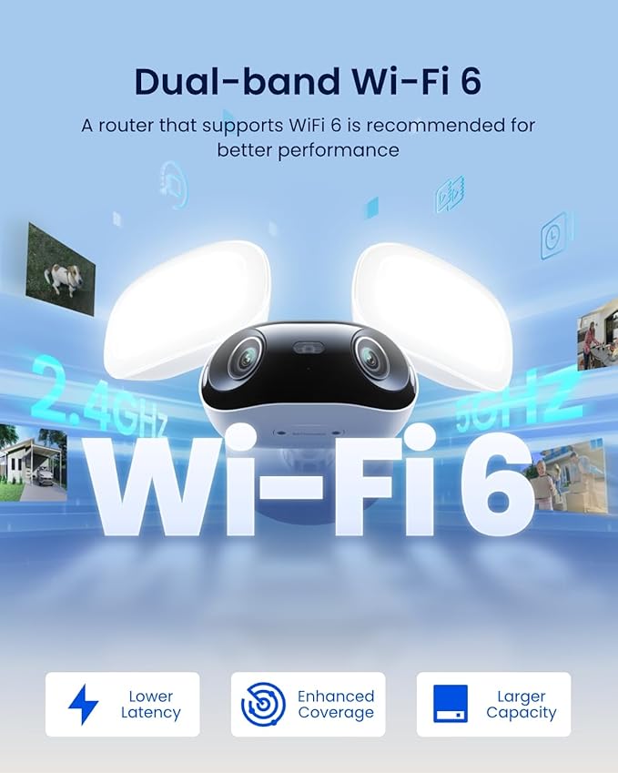 REOLINK Elite Floodlight WiFi, 4K 8MP 180° Panoramic Wired Floodlight Camera, Adjustable 3000 Lumens, Local AI Video Search, Dual-Band Wi-Fi 6, 24/7 Recording, No Monthly Fees, 100~240V AC Hardwired