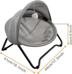 Cat Bed Cat Hammock Bed Elevated cat Bed, Comfortable and Breathable Pet Bed with Awning and Plush Toy, No-Tools Assemble, Cover Removable and Washable, Suitable for Indoor and Outdoor Use