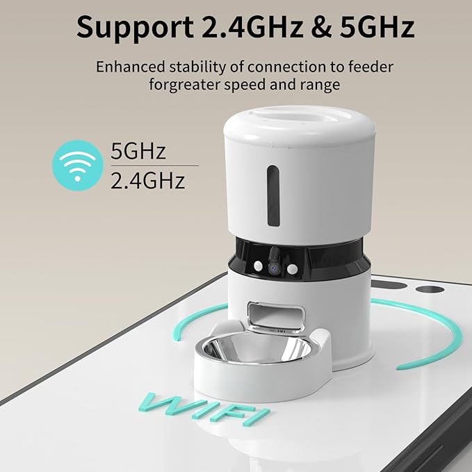 Automatic Cat Feeder with 2K Camera, 4L 1080P HD Timed Dog Feeder Automatic with Night Vision, 5G WiFi Cat Feede with Low Food Sensor, Granary Pet Food Dispenser for Cats, Detachable for Easy Clean
