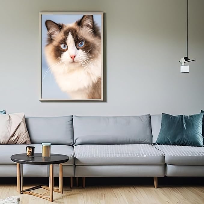 1 Pcs White Cat Scat Mat with 16 Garden Staples, 1FT Width × 13FT Length Cat Repellent Mat, Cat Deterrent Mat for Indoor and Outdoor to Keep Pet Away