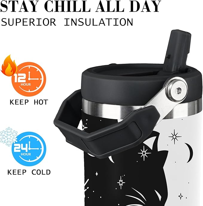 Cat Tumbler with Lid and Straw 30oz Stainless Steel Cute Water Bottle Cup Funny Cat Gifts for Women