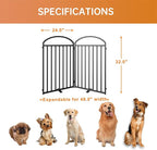 2 Panels Full Matel Freestanding Dog Gates with Door, 48"Extra Wide 32"Tall Free Standing Dog Pet Gate for Indoor & Outdoor. Foldable Pet Fences for Doorways, House, Stairs, Porch, Deck, Yard