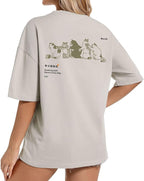 Cute Cat Graphic Tees for Women Harajuku Shirt Letter Printed Oversized T Shirts Aesthetic Casual Baggy Tshirts…