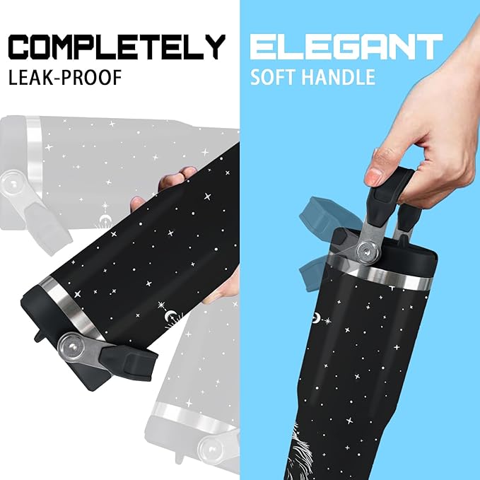 Cat Tumbler With Lid and Straw - 30oz Stainless Steel Cute Water Bottle Cup - Funny Gifts for Women