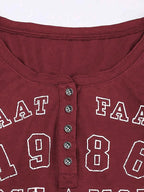 Xineicy Women's Y2K Long Sleeve Henley Tops Casual T-Shirts for Women Slim Fit Vintage Graphic Crop Tops