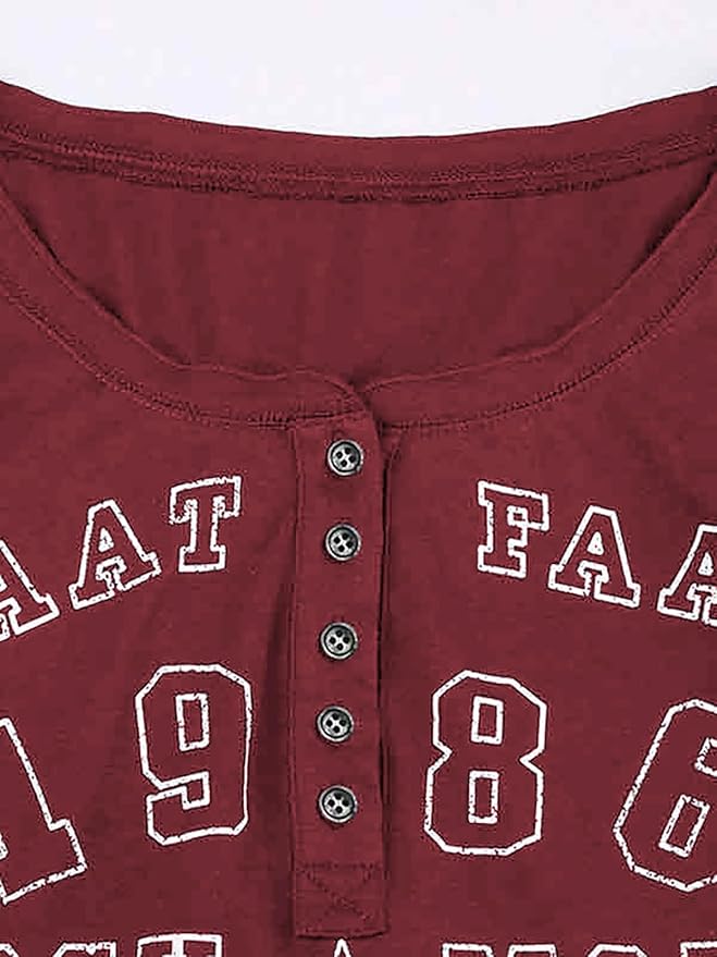 Xineicy Women's Y2K Long Sleeve Henley Tops Casual T-Shirts for Women Slim Fit Vintage Graphic Crop Tops