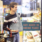 SlowTon Pet Dog Sling Carrier, Hands Free Hard Bottom Papoose Small Animal Puppy Up to 6 lbs Travel Bag Tote Breathable Mesh Support Adjustable Padded Strap Pocket Safety Belt(Widened Grey)