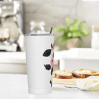 Dujiea 20oz Tumbler With Lid And Straw, Cute Cartoon Milk Cow Vacuum Insulated Iced Coffee Mug Reusable Travel Cup Stainless Steel Water Bottle