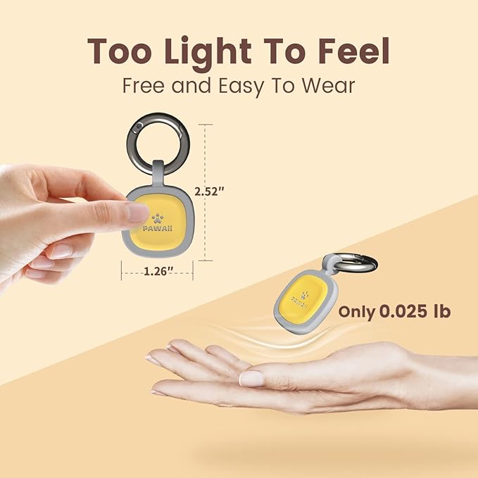 Pawaii QR Code Pet ID Tag, Silent Silicone Dog ID Tag, Modifiable Pet Online Profile, Free Online Pet Page Emergency Contact, Scan QR Receive Instant Pet Location Alert Email, 1Pack (Yellow)