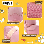 Hcpet Dog Shoes, Dog Boots & Paw Protectors for Winter Snowy Days, Rainy Weather, Outdoor Anti-Slip Sole Dog Booties for Hardwood Floor Pink-Leg 3