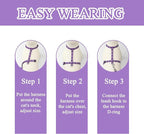 2 Pack Cat Harness and Leash Set with Collar, Escape Proof & Adjustable Kitten Harness for Small to Medium Cats, Walking & Travel Set (Black + Purple)