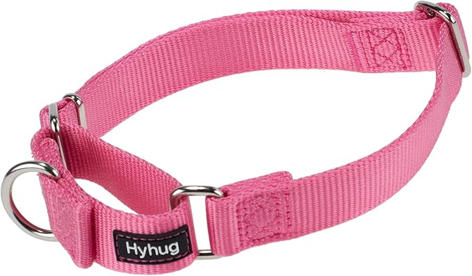 Hyhug Martingale Collar for Dogs Large Pink |Escape - Proof Heavy Duty Nylon Durable No Pull, Ideal for Training & Daily Walks
