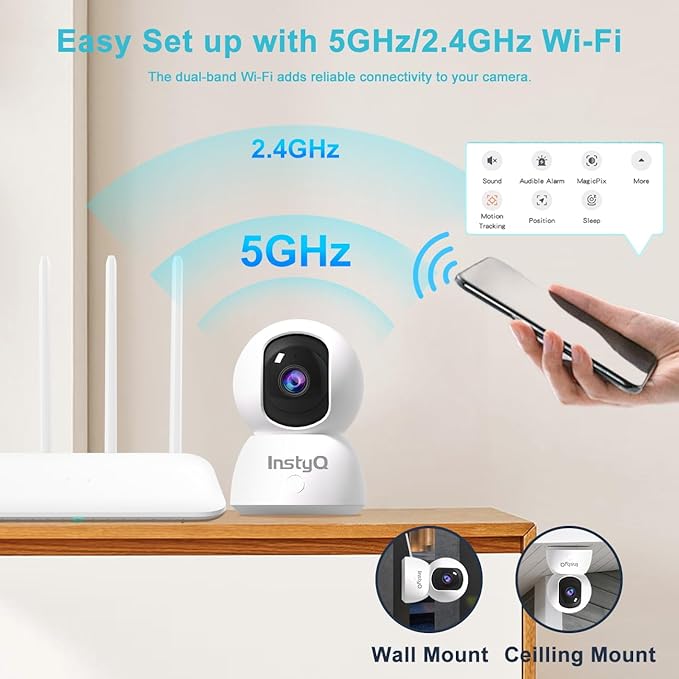 Indoor Security Camera 2K, 5G/2.4G WiFi Camera for Home Security with Auto Tracking, Pan/Tilt, Human/Pet Detection, SD&Cloud Storage, Baby Monitor Pet Camera with Phone APP, Night Vision, 2-Way Audio