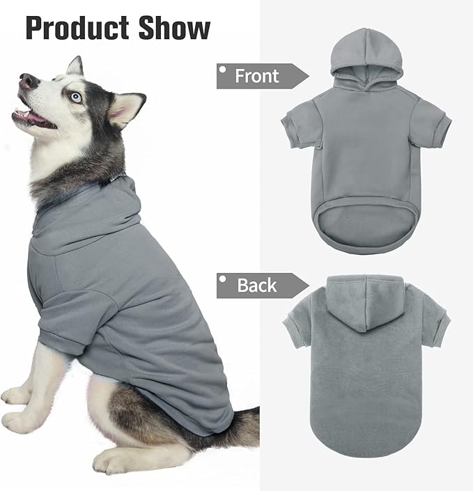 BINGPET Dog Hoodies - Fleece Lined Fall Dog Puppy Sweatshirt Soft Warm Sweater Winter Hooded Clothes for Small Medium Large Dogs & Cats