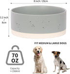 Oslo Ceramic Dog Bowl - 8'' Dog Food Water Bowl for Medium and Large Dogs, Heavy Duty Non-slip Dog Dish, Modern Scandi-Style Stoneware Pet Feeder Bowl, Dishwasher Safe (70Oz, Grey)