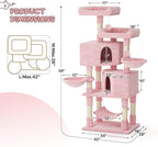 MoNiBloom 58 Inch Cat Tree Tower for Indoor Cats Large Adults, Pink Cat Tower with Scratching Post & Hammock, Pet Play House with Cat Condo, Soft Pink