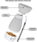 Portable Pet Water Bottle - 20 oz with 8.8 oz Food Container,Silicone Leakproof Travel Bottle for Dogs Cats, Detachable Feeding Dish for Walking Hiking Travel Grey