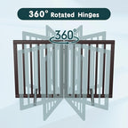 Semiocthome Bamboo Dog Gates Indoor 2-Panel Freestanding Puppy Gates for The House with 2 Metal Stands 24" H Folding Wood Pet Gate for Stairs Doorway, Fully Assembled Safety Fence Espresso