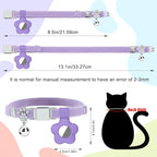 Personalized Safety Elastic Cat Collars with Bell Soft Silicone Cover for Air Tag,Laser Customized Stretch Kitten Collars for Girls Boys Cats (Purple)