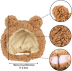 JOICEE Cute Cat Costume Warm Bear Hat Adjustable Soft Small Pet Headwear for Puppy Dog (Brown)
