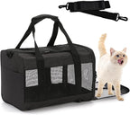 Travel Carrier for Cats,Cat Soft-Sided Carriers Ventilated Breathable Foldable Kitten Carrier Soft Airline Approved Carrier for Small Dogs Kitty Puppies Under to 12 Lb(Black)