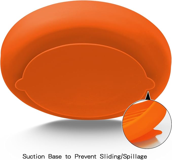 Slow Feeder Dog Bowls, Silicone Food Bowl Anti-Gulping, Pets Puppy Slow Feeder with Suction Cups, Dishwasher Microwave Safe for All Small Medium Dogs, Wave Design Orange