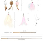 SONGWAY Interactive Cat Feather Toys - 7 PCS Cat Toys Set for Indoor Cats, Retractable Wand with Feather Tail Toy Refills, Kitten Toys Gift, Pink