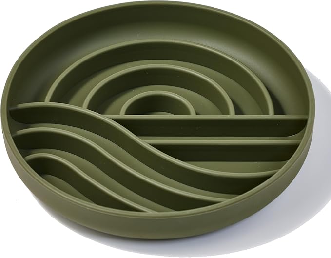 OHMO Slow Feeder Dog Bowls (Sunrise, Camo Green) Enrichment Toy Soft Silicone Food Safe Feeding Bowl Non Slip Suction Cup for All Breed Pet, Cat Slow Down Eating Dishes, Boredom and Anxiety Reducer