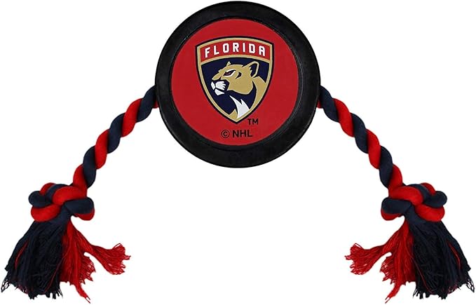 Pets First NHL Florida Panthers Puck Toy for Dogs & Cats. Play Hockey with Your Pet with This Licensed Dog Tough Toy Reward!