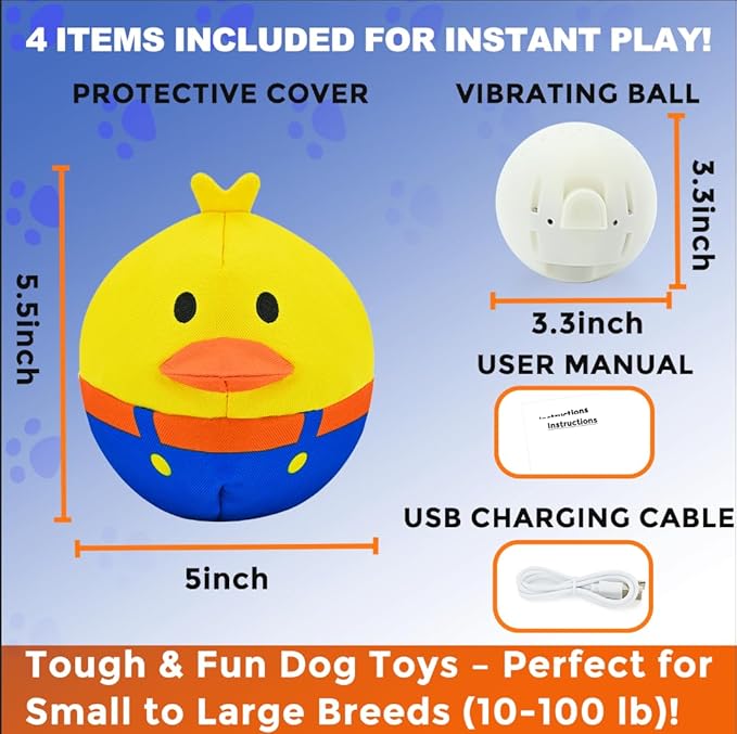 Interactive Dog Toys, Responds to Barks, Nudges & Paws, Keep Them Busy for Hours! Rechargeable Hard-Wearing Oxford Fabric Self-Play Puppy Toy with Motion/Sound Feedback, Dog Indoor-Play Toy