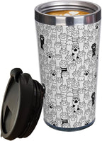Cat Dog Paw Travel Coffee Mug with Filp Lid, Animal Stainless Steel Insulated Tumbler Cup 14 Oz, Holiday Birthday Christmas Gift for Men Women Dad Mom Sister Friend Bestie Dog Lover