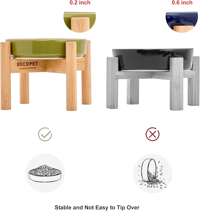 Ceramic Maze Dog Slow Feeder with Non-Slip Silicone Rim (& Bamboo Stand) – Heavy-Duty Stoneware Bowl with Puzzle Pattern for Bloating & Obesity Prevention (Raised-Green-M)