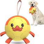 QDAN Dog Toys Soccer Ball with Straps, Interactive Dogs Toys for Tug of War, Puppy Birthday Gifts, Dogs Tug Toy, Dog Water Toy, Durable Dog Balls for Medium & Large Dog - Duck（8 Inch）