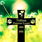 Custom Cat Dog Memorial Cross Stake Metal Sign Pet Memorial Grave Marker, Personalized Dog Cat Name Yard Stake Garden Decor Remembrance Stake, Customized Pet Memorial Plaque Sympathy Gift