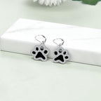 Paw Print Earrings Sterling Silver Leverback Dog Paw Earrings Puppy Paw Drop Dangle Earring for Women Girls