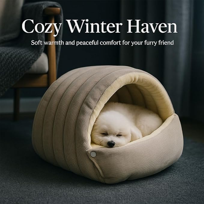 2026 Cozy Cat Cave Removable and Washable Winter Closed-Off Cat Bed Upgraded Cat Winter Bed with Soft Plush Cushion Warm Enclosed Sleeping House for Indoor Cats and Small Dogs (Green, Large)
