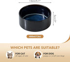 Ceramic 5.1inch Set of 2 Dog and Cat Bowls for Puppy, Kitty, Cats, 2pcs Anti-Slip Food and Water Pet Feeder(2 Bowls, Starry Sky)