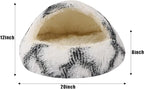 Round Hooded Cat Bed & Dog Bed with Cover Cave, Dog Bed for Small Dogs, Faux Fur Cuddler Round Coved Cat Bed Self Warming Donut Dog Bed Fits up to 12 lbs Pets (Grey White, 20inch x 20inch)