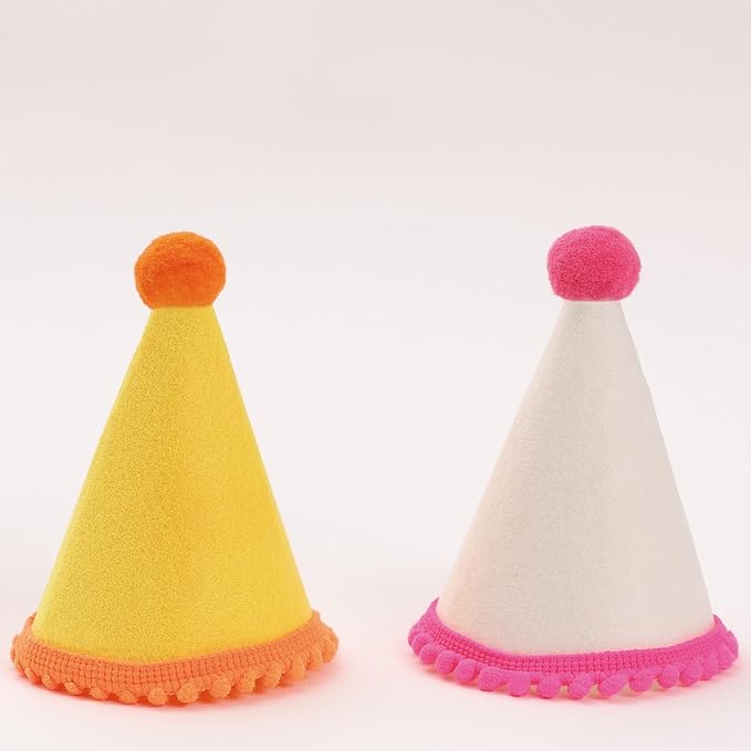 20 Pcs Dog Birthday Hat Set for Small Medium Dogs Cat Puppies, Mini Party Hat with Adjustable Headbands, Cute Pet Hat with Pompons for Birthday Christmas Party Decoration Accessories (Mini 2.5 Inch)