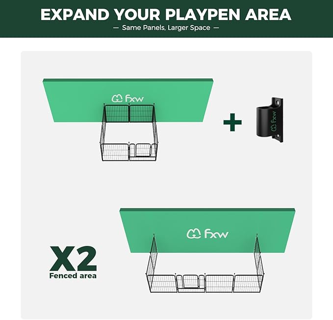 FXW Rollick Dog Playpen with Anchor Kit (Pack of 4) – 32 Inch 16-Panel Dog Pen for Medium & Large Dogs, Stable & Safe Indoor/Outdoor Play│Patented