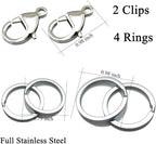 IVIA Dog Tag Clips / 316 Stainless Steel Lobster Buckle with Rings for Cat& Dog Collars and Necklace(2 Pack Silver)