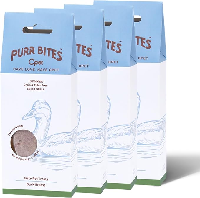 OPET Freeze Dried Duck Cat Treats, Single Ingredient Grain Free High Protein Pet Food for Cats and Dogs, Healthy Training Snacks，Freeze Dried Duck Breast Sliced Fillets (Duck Breast, 5.92 Ounce)