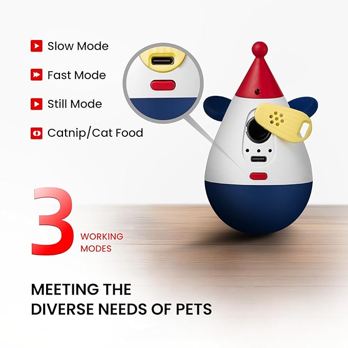 Laser Cat Toys for Indoor Cats, Automatic Interactive Cat Toy, Rechargeable 360° Auto-Spin Self-Balancing Laser Pointer with Catnip Hole & Feather, 3-Speed Random Trajectories for Bored Cats