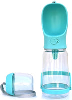 Dog Water Bottle with Food Container Holder, Travel Puppy Drinking Bowl, Portable Pet Water Dispenser, Patented Design, Food Grade Plastic 19 oz Water Bottle+100g Snack cans