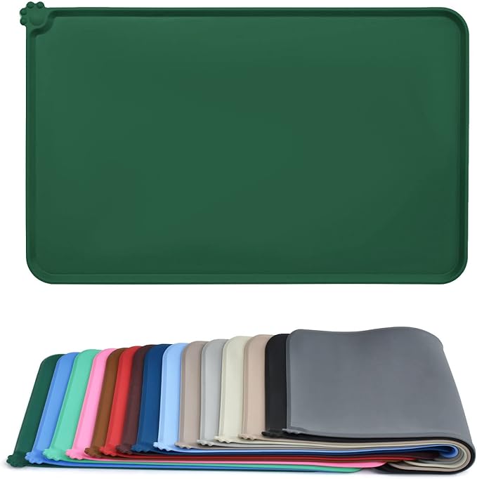 AUDWUD Silicone Waterproof Pet Feeding Mats,Anti Slip Bowl Pad,Dog Mat for Food and Water