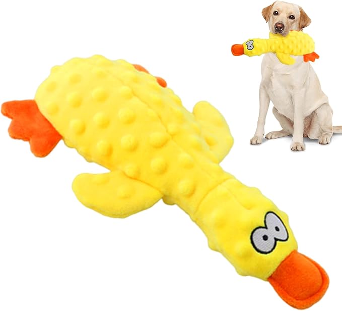Quack-Quack Duck Dog Toy,Durable Plush Chew Toy with Sounds,Stuffed Plush Calming Duck Dog Toy for Indoor Puppies and Senior Pups (A-Yellow, Small)